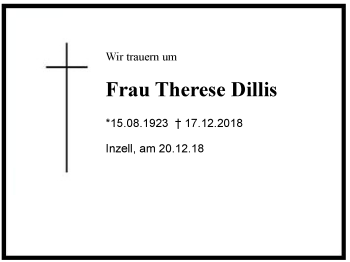 Traueranzeige von Therese Dillis von Region Chiemgau