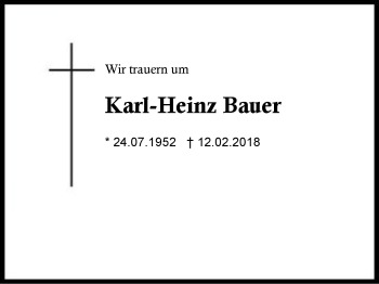 Traueranzeige von Karl-Heinz Bauer von Region Berchtesgadener Land