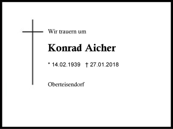 Traueranzeige von Konrad Aicher von Region Chiemgau