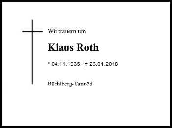 Traueranzeige von Klaus Roth von Region Berchtesgadener Land