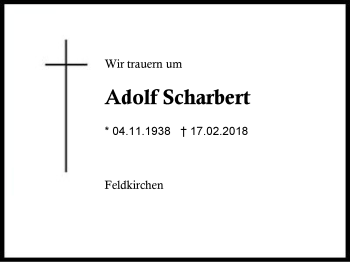 Traueranzeige von Adolf Scharbert von Region Berchtesgadener Land