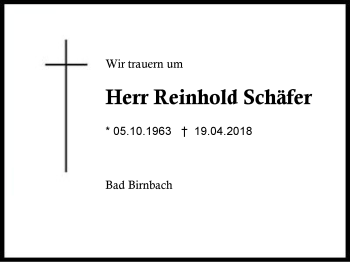 Traueranzeige von Reinhold Schäfer von Region Berchtesgadener Land