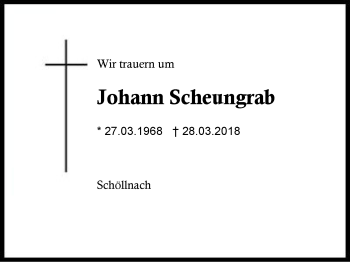 Traueranzeige von Johann Scheungrab von Region Berchtesgadener Land