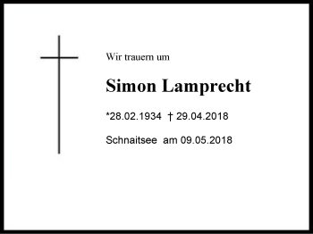 Traueranzeige von Simon Lamprecht von Region Chiemgau