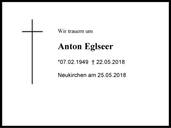 Traueranzeige von Anton Eglseer von Region Chiemgau