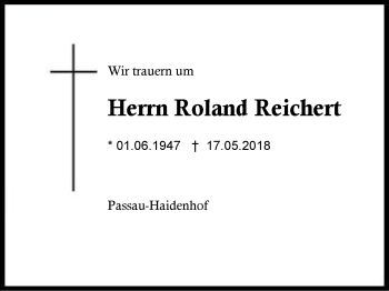 Traueranzeige von Roland Reichert von Region Berchtesgadener Land