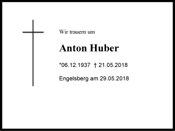 Traueranzeige von Anton Huber von Region Chiemgau