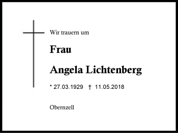 Traueranzeige von Angela Lichtenberg von Region Berchtesgadener Land