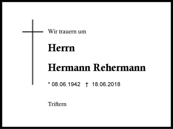 Traueranzeige von Hermann Rehermann von Region Berchtesgadener Land