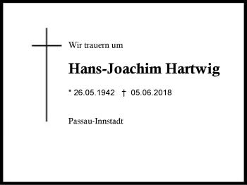 Traueranzeige von Hans-Joachim Hartwig von Region Berchtesgadener Land