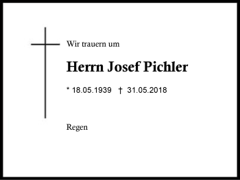 Traueranzeige von Josef Pichler von Region Berchtesgadener Land