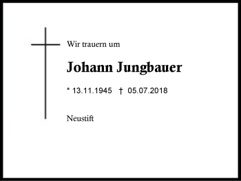 Traueranzeige von Johann Jungbauer von Region Berchtesgadener Land