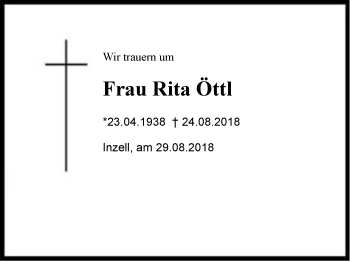 Traueranzeige von Rita Öttl von Region Chiemgau