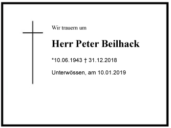 Traueranzeige von Peter  Beilhack  von Region Chiemgau