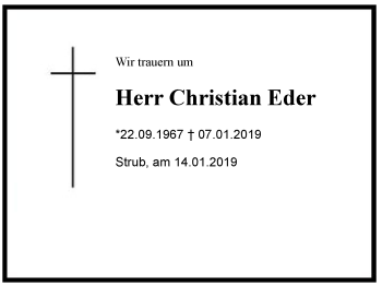 Traueranzeige von Christian Eder von Region Berchtesgadener Land