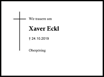 Traueranzeige von Xaver Eckl von Region Berchtesgadener Land