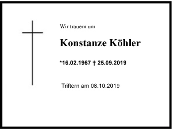 Traueranzeige von Konstanze Köhler von Region Berchtesgadener Land