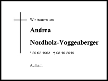 Traueranzeige von Andrea Nordholz-Voggenberger von Region Berchtesgadener Land