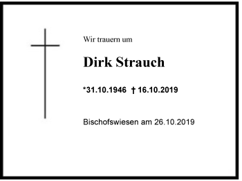 Traueranzeige von Dirk Strauch von Region Berchtesgadener Land