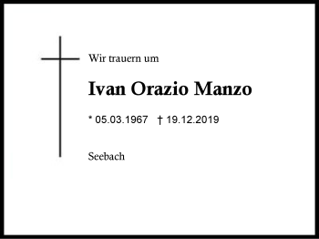 Traueranzeige von Ivan Orazio Manzo von Region Berchtesgadener Land