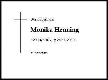 Traueranzeige von Monika Henning von Region Berchtesgadener Land