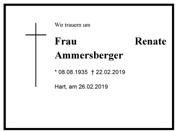 Traueranzeige von Renate  Ammersberger von Region Chiemgau