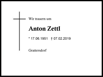 Traueranzeige von Anton Zettl von Region Berchtesgadener Land