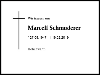 Traueranzeige von Marcell Schmuderer von Region Berchtesgadener Land