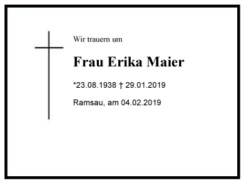 Traueranzeige von Erika Maier von Region Berchtesgadener Land