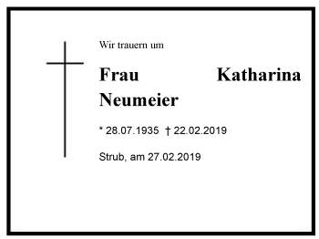 Traueranzeige von Katharina  Neumeier von Region Berchtesgadener Land