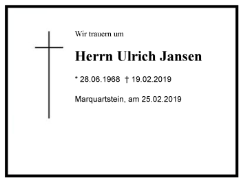 Traueranzeige von Ulrich Jansen von Region Chiemgau