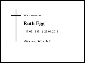 Traueranzeige von Ruth Egg von Region Berchtesgadener Land