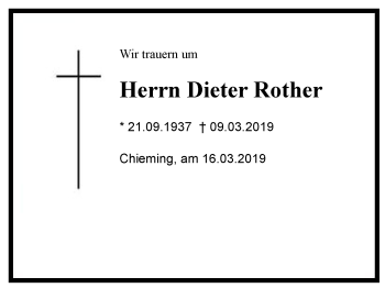 Traueranzeige von Dieter Rother von Region Chiemgau