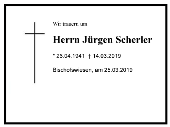 Traueranzeige von Jürgen  Scherler von Region Berchtesgadener Land