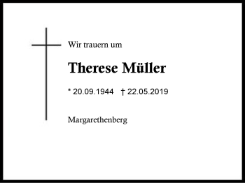 Traueranzeige von Therese Müller von Region Berchtesgadener Land