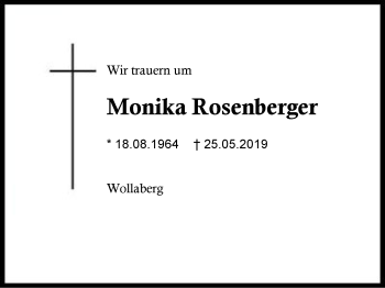 Traueranzeige von Monika Rosenberger von Region Berchtesgadener Land