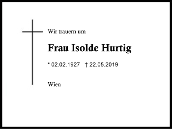 Traueranzeige von Isolde Hurtig von Region Berchtesgadener Land