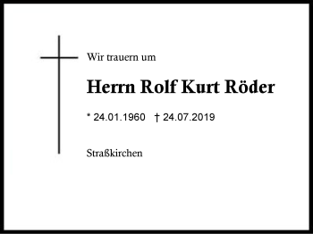 Traueranzeige von Rolf Kurt Röder von Region Berchtesgadener Land