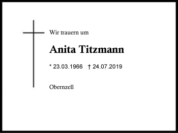 Traueranzeige von Anita Titzmann von Region Berchtesgadener Land