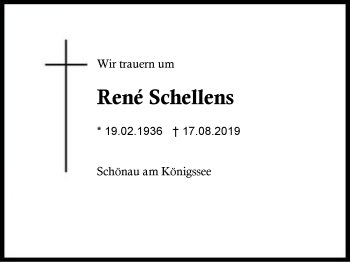 Traueranzeige von René Schellens von Region Chiemgau