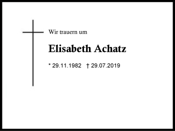 Traueranzeige von Elisabeth  Achatz von Region Berchtesgadener Land