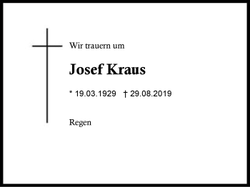 Traueranzeige von Josef Kraus von Region Berchtesgadener Land