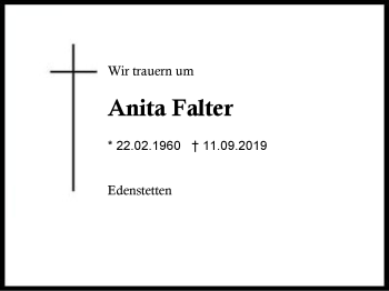 Traueranzeige von Anita Falter von Region Berchtesgadener Land