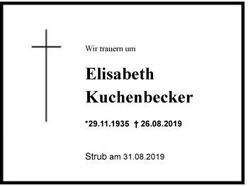 Traueranzeige von Elisabeth Kuchenbecker von Region Chiemgau