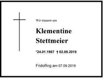 Traueranzeige von Klementine Stettmeier von Region Chiemgau