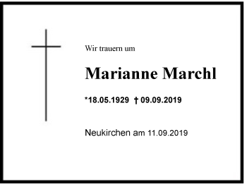 Traueranzeige von Marianne Marchl von Region Chiemgau