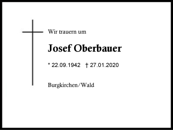 Traueranzeige von Josef Oberbauer von Region Berchtesgadener Land