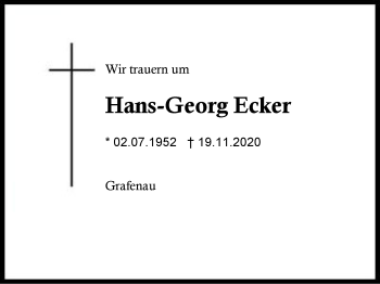 Traueranzeige von Hans-Georg Ecker von Region Berchtesgadener Land