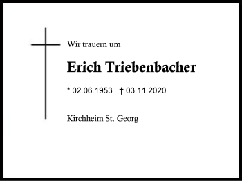 Traueranzeige von Erich Triebenbacher von Region Berchtesgadener Land