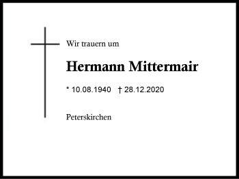 Traueranzeige von Hermann Mittermair von Region Berchtesgadener Land